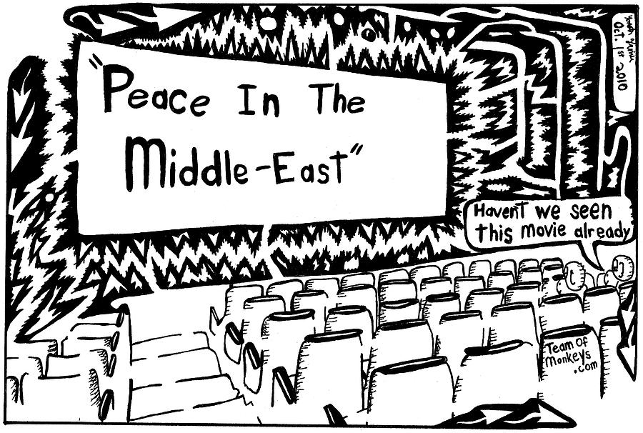 Movie Drawing - Peace in the Middle-East rerun maze cartoon by Yonatan Frimer Maze Artist
