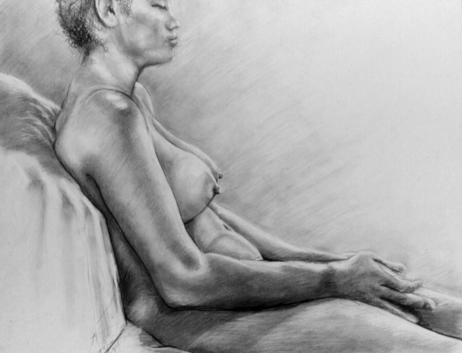 Woman Drawing - Peace by John Clum Woman Drawing - Peace by John Clum
