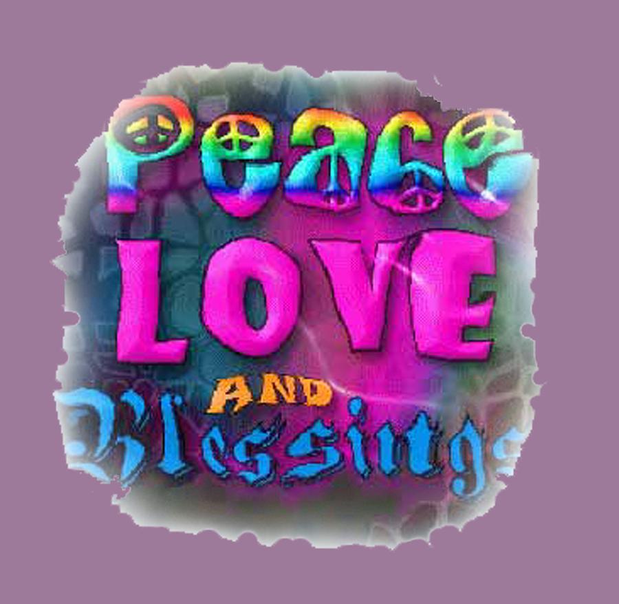 Peace Love Blessings T-shirtj Painting by Herb Strobino