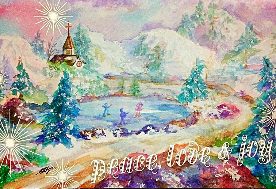 Peace Love Joy Painting by Ellen Levinson
