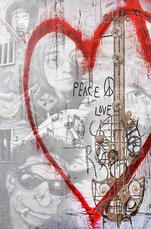 Slash Painting - Peace Love RocknRoll by Joachim G Pinkawa