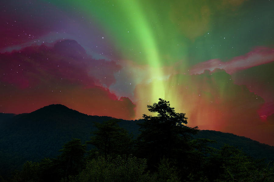 Peace Mountain Under Northern Lights Photograph by Debra and Dave Vanderlaan