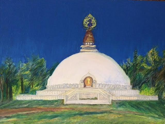 Peace Pagoda in Leverett, Massachusetts Pastel by Therese Legere