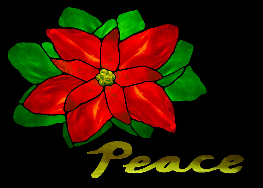 Christmas Digital Art - Peace Poinsettia by Wendy Rickwalt
