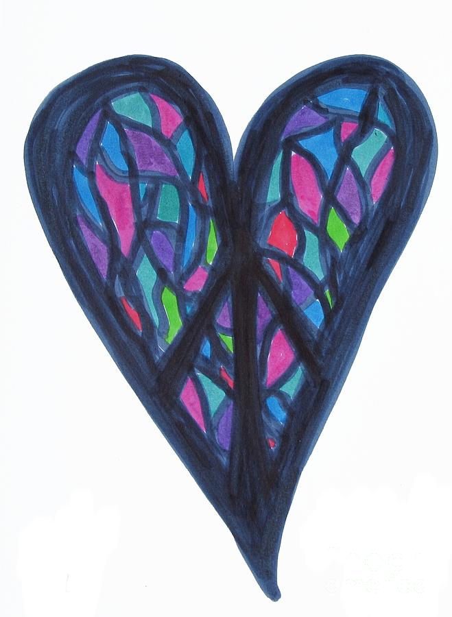 Peace Puzzle Heart Drawing by Mars Besso