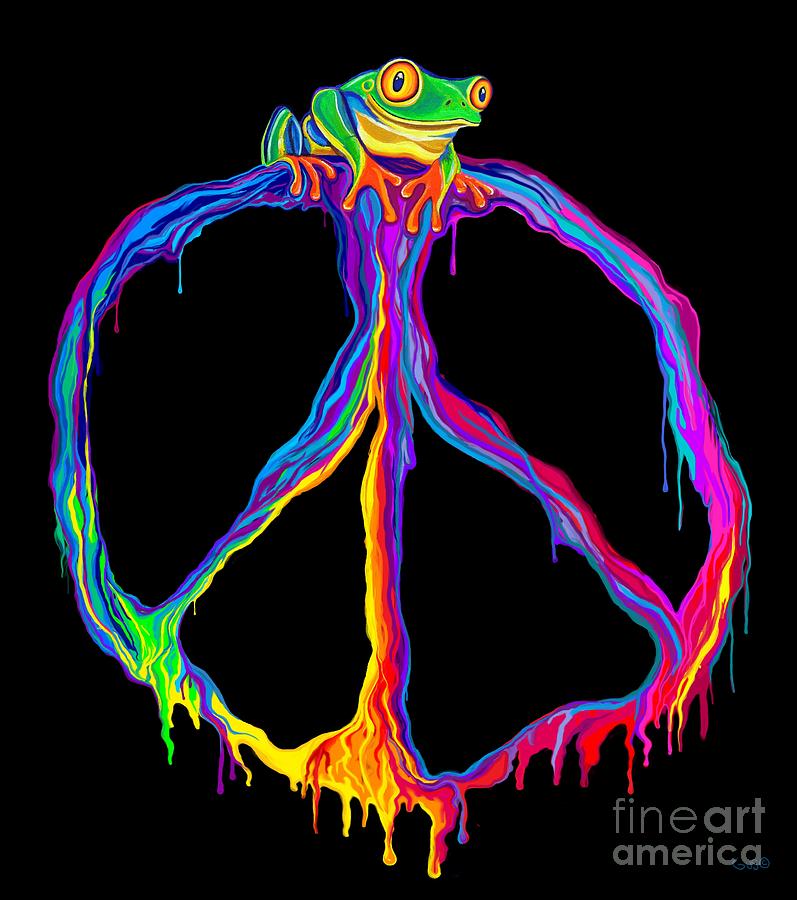 Peace Sign Frog Digital Art