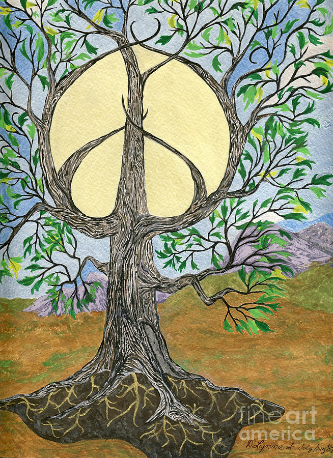 Tree Painting - Peace Tree of Life by Tree Whisper Art - DLynneS