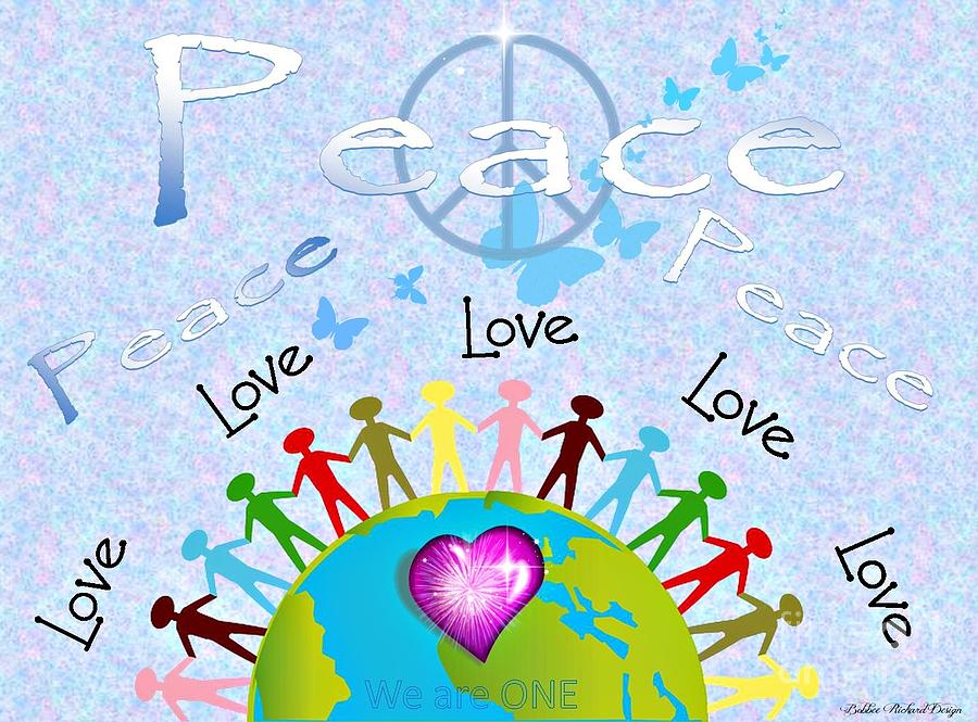 Abstract Digital Art - Peace We Are One Poster by Bobbee Rickard