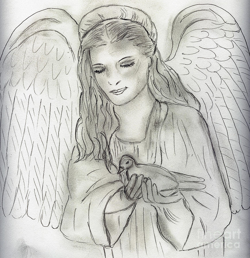 Peaceful Angel Drawing by Sonya Chalmers