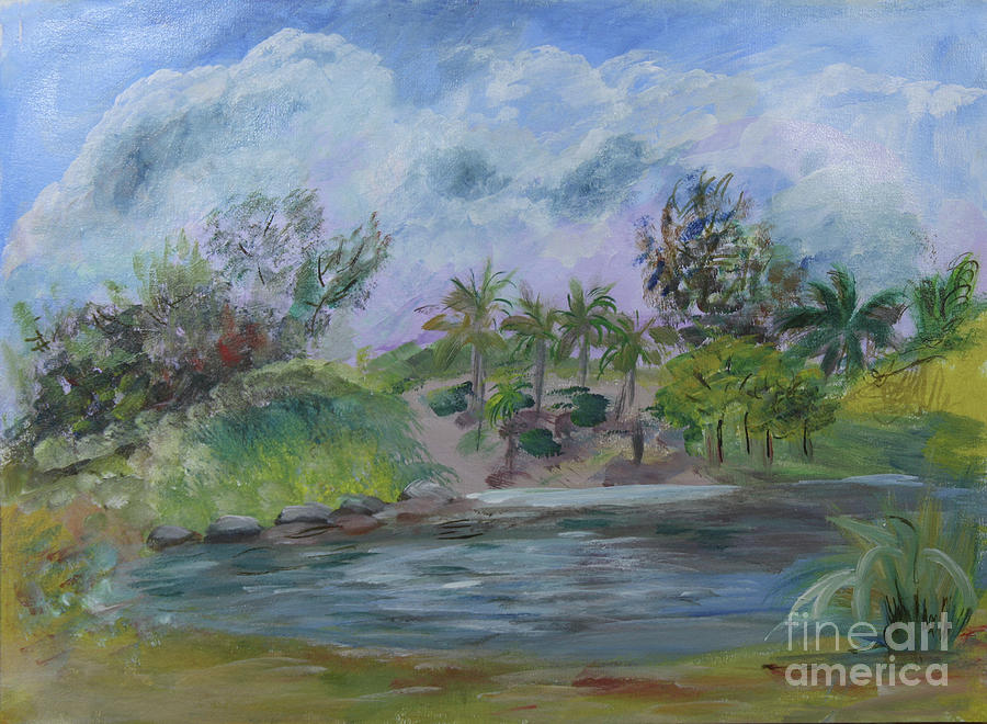 Peaceful beach area at DuBois Park in Jupiter Painting by Donna Walsh