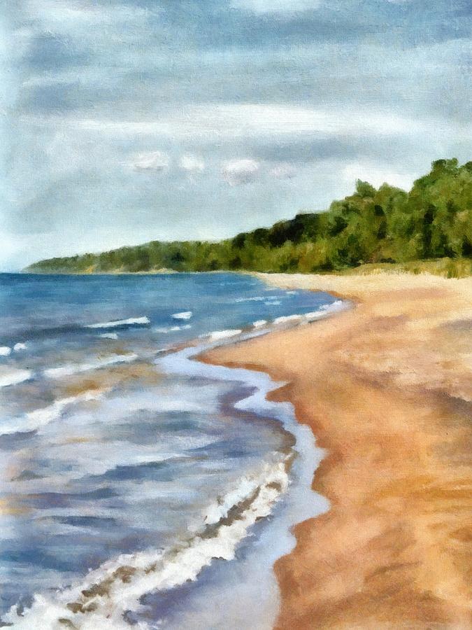 Peaceful Beach at Pier Cove ll Painting by Michelle Calkins