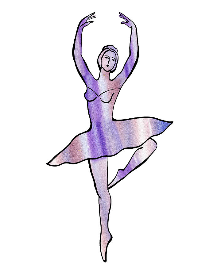 Peaceful Blue Dance Ballerina Silhouette Painting by Irina Sztukowski