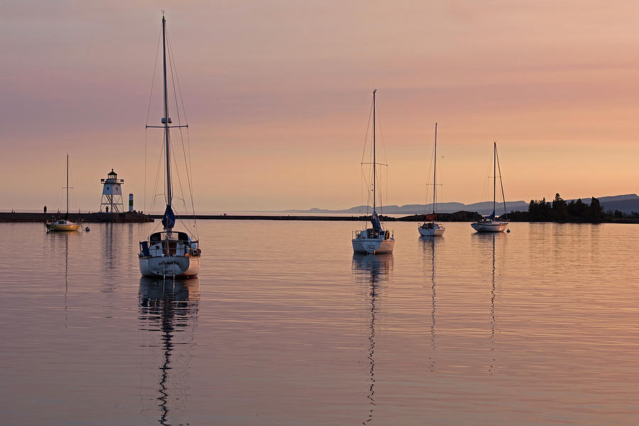 Peaceful Eve at Grand Marais, MN Harbor Photograph by David Lunde