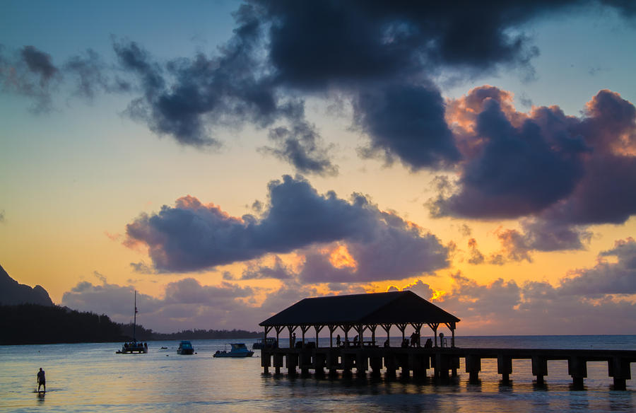 Peaceful Evening at Hanalei Pier Photograph by Roger Mullenhour