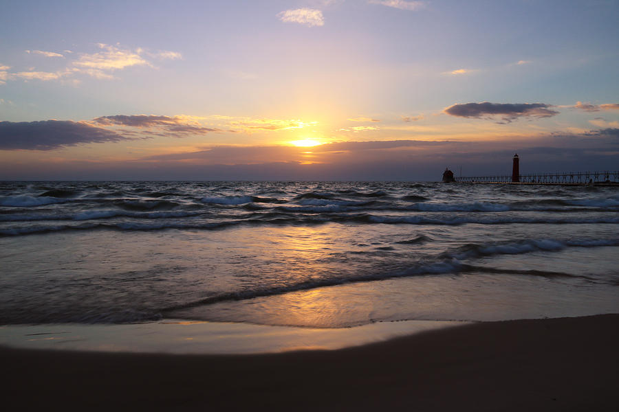 Lake Michigan Photograph - Peaceful Grand Haven Sunset by Rachel Cohen