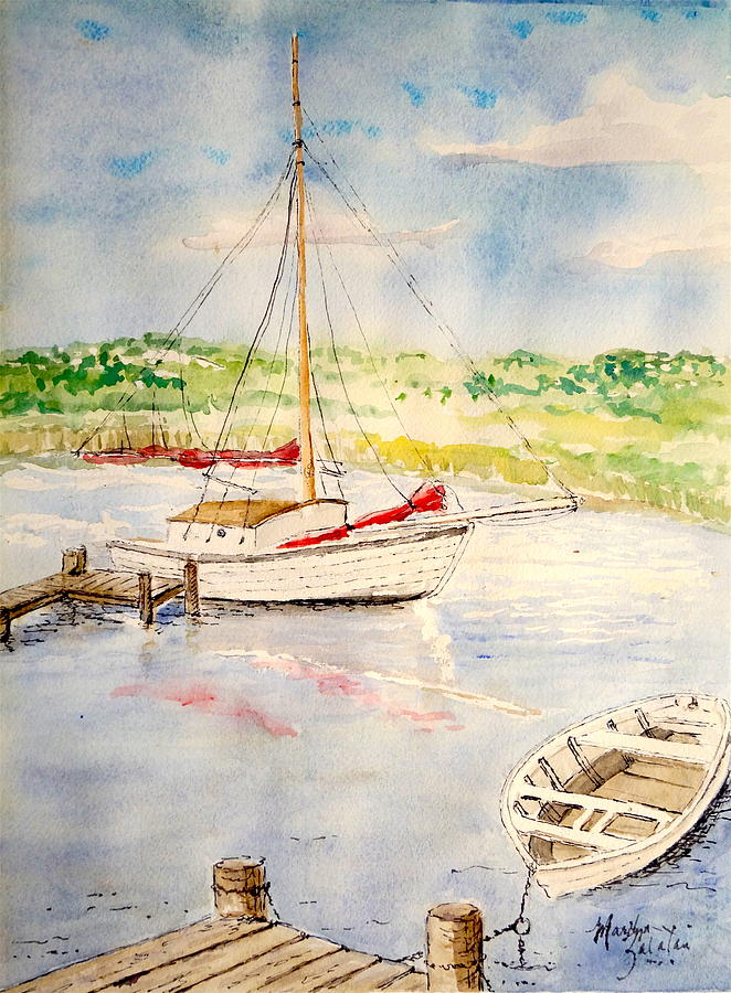 Peaceful Harbor Painting by Marilyn Zalatan