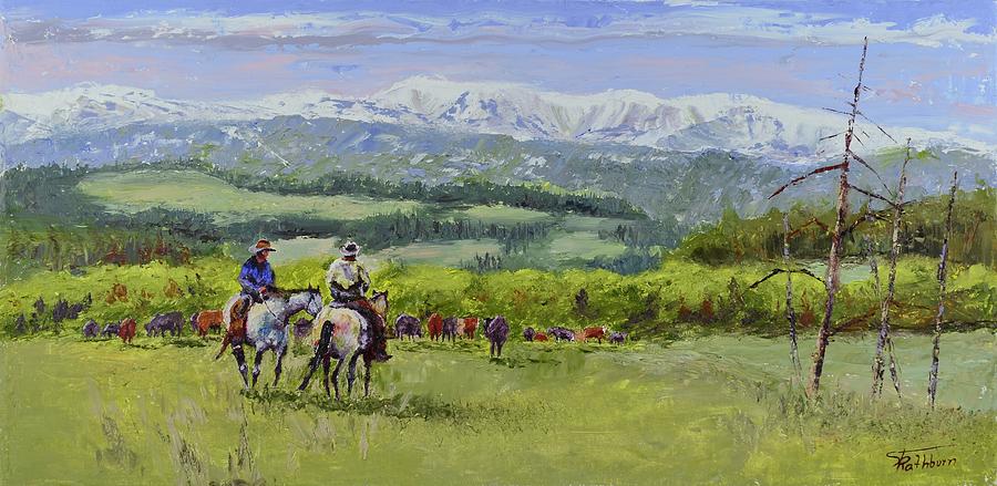 Horse Painting - Peaceful Herd by Stephen David Rathburn
