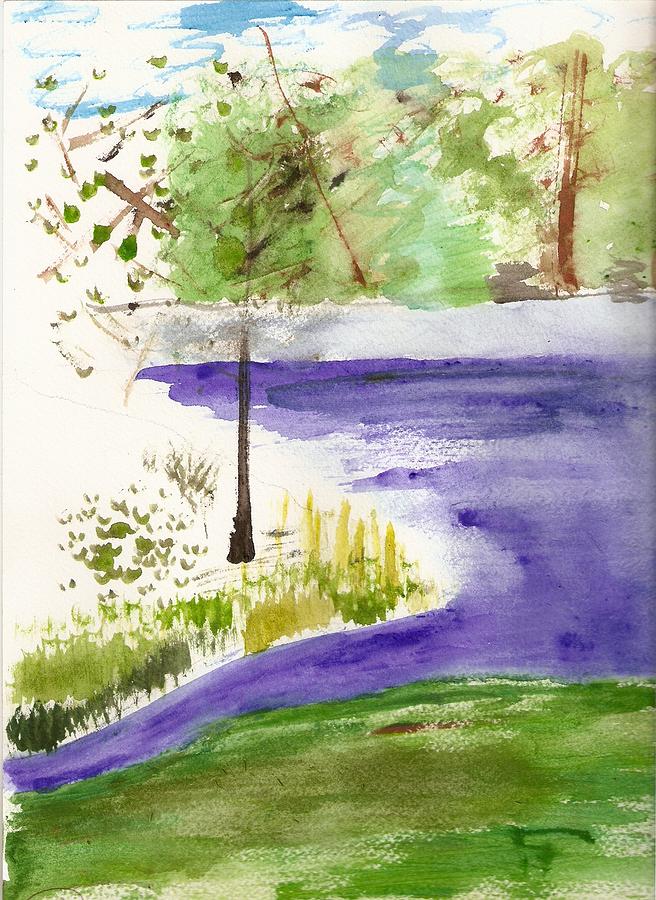 Lake Painting - Peaceful Lake by Denise Marie Johnson