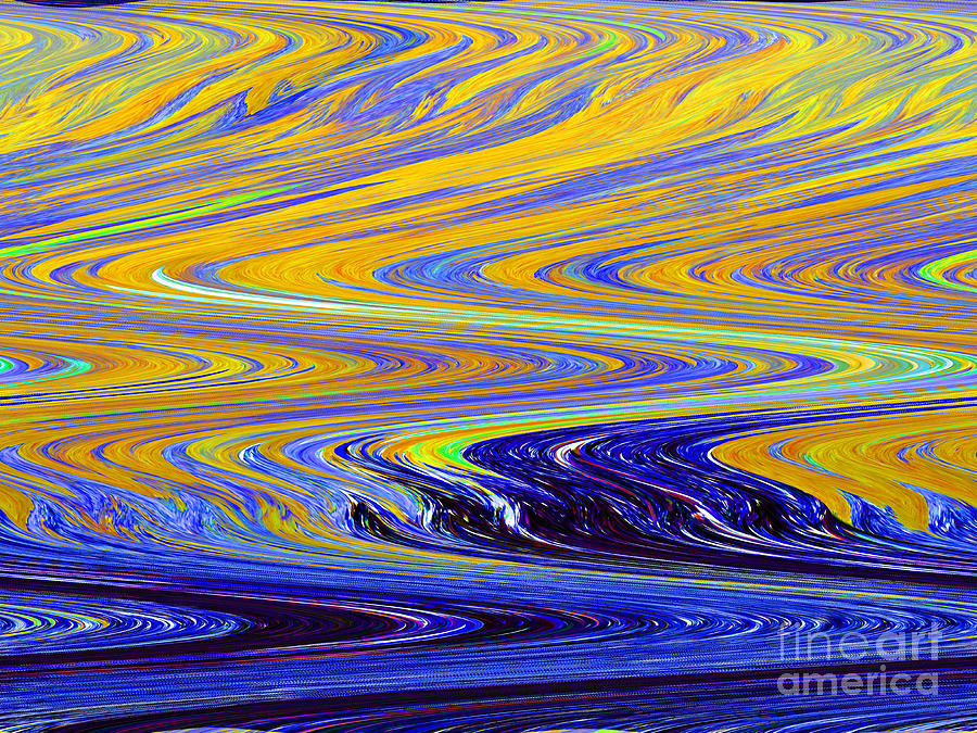 Peaceful Lemon Blue Flow Digital Art by Ann Johndro-Collins