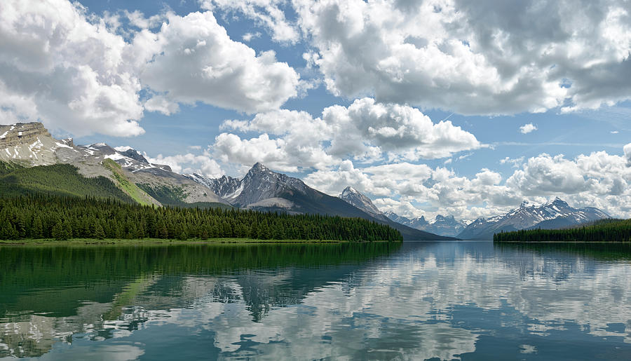 Lake Photograph - Peaceful Maligne Lake by Sebastien Coursol Lake Photograph - Peaceful Maligne Lake by Sebastien Coursol