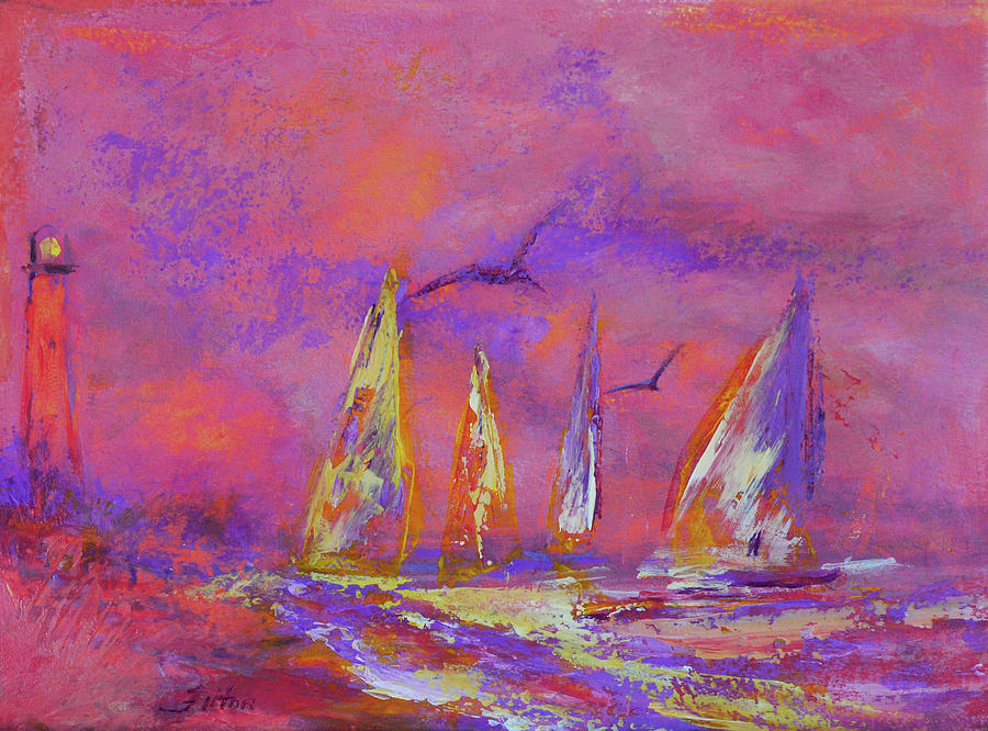 Peaceful morning sailboats 12-2-16 Painting by Julianne Felton
