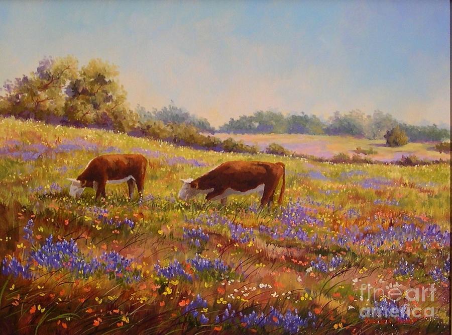 Peaceful Pasture Painting By Roberta Sharp Fine Art America