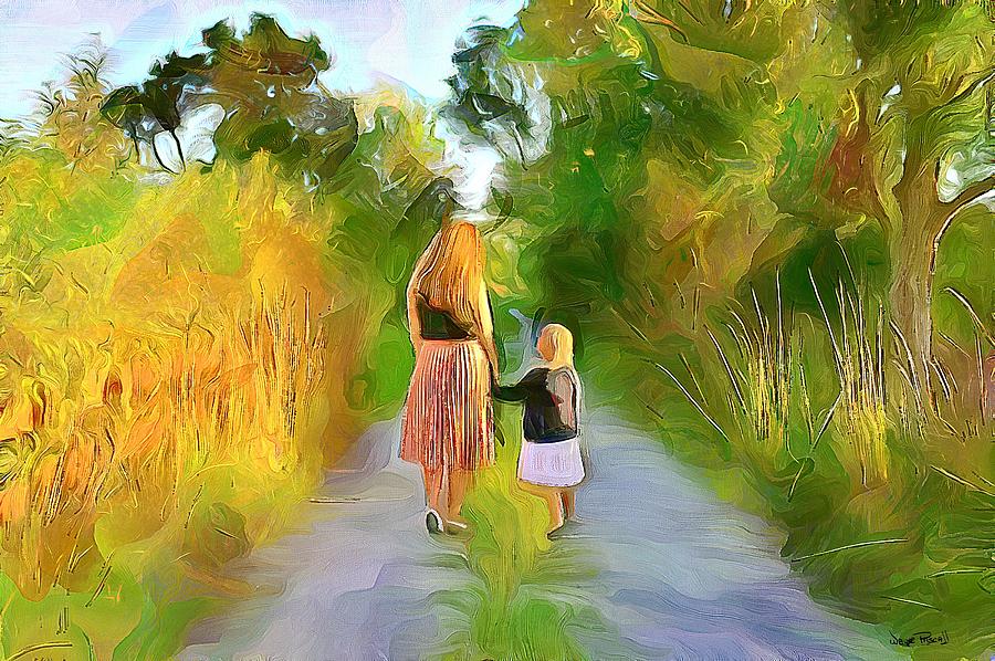 Friends On A Path Painting by Wayne Pascall