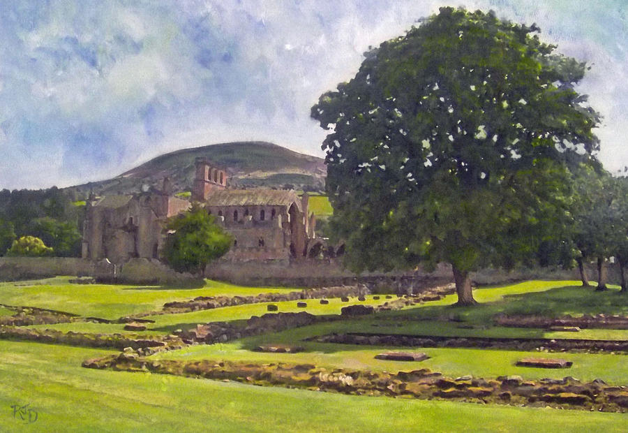 Peaceful Retreat - Melrose Abbey  Painting by Richard James Digance