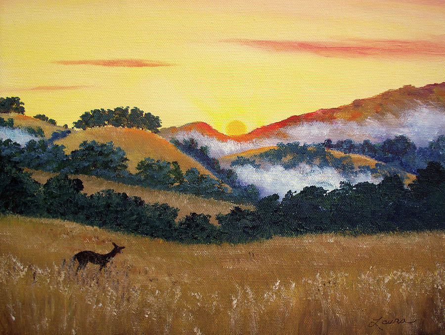 Peaceful Sunset at Fremont Older Painting by Laura Iverson