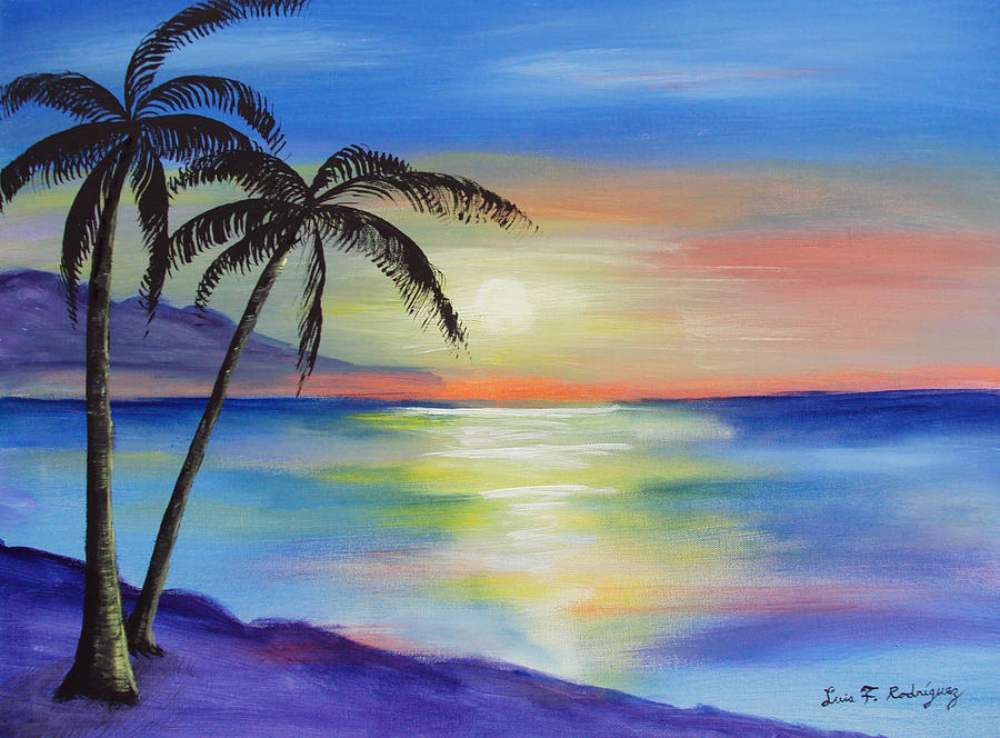 Peaceful Sunset Painting by Luis F Rodriguez