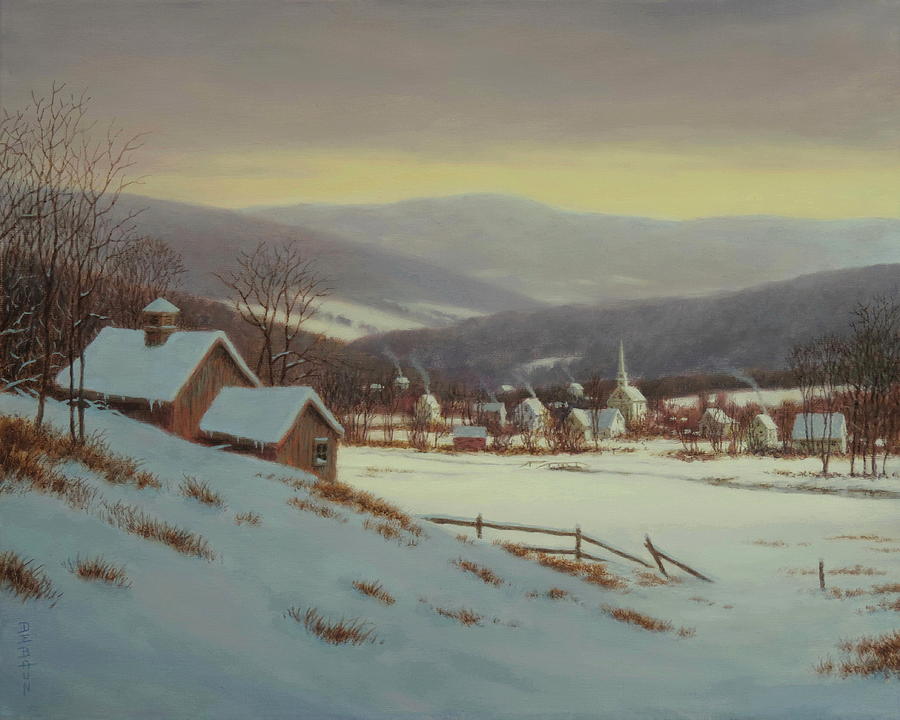 Winter Painting - Peaceful Valley by Barry DeBaun
