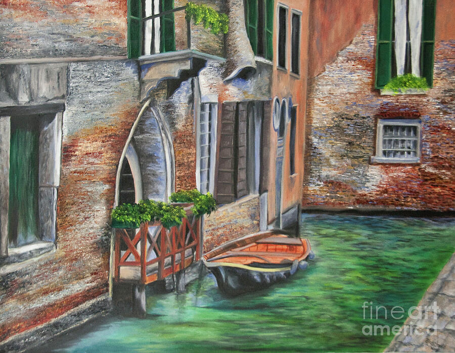 Peaceful Venice Canal Painting by Charlotte Blanchard