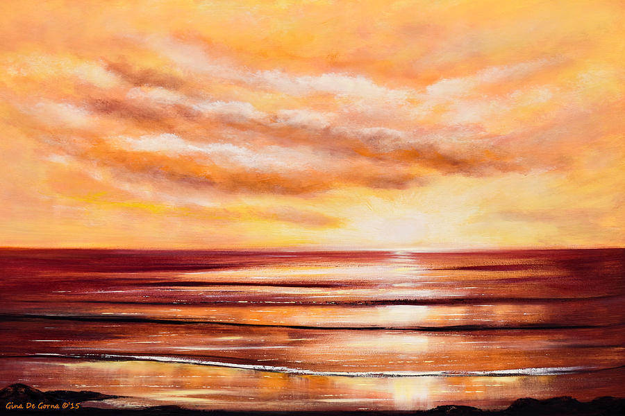 Peacefully Yours - Landscape Sunset Painting by Gina De Gorna