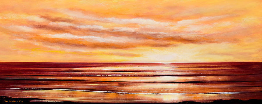 Sunset Painting - Peacefully Yours - Panoramic Sunset by Gina De Gorna