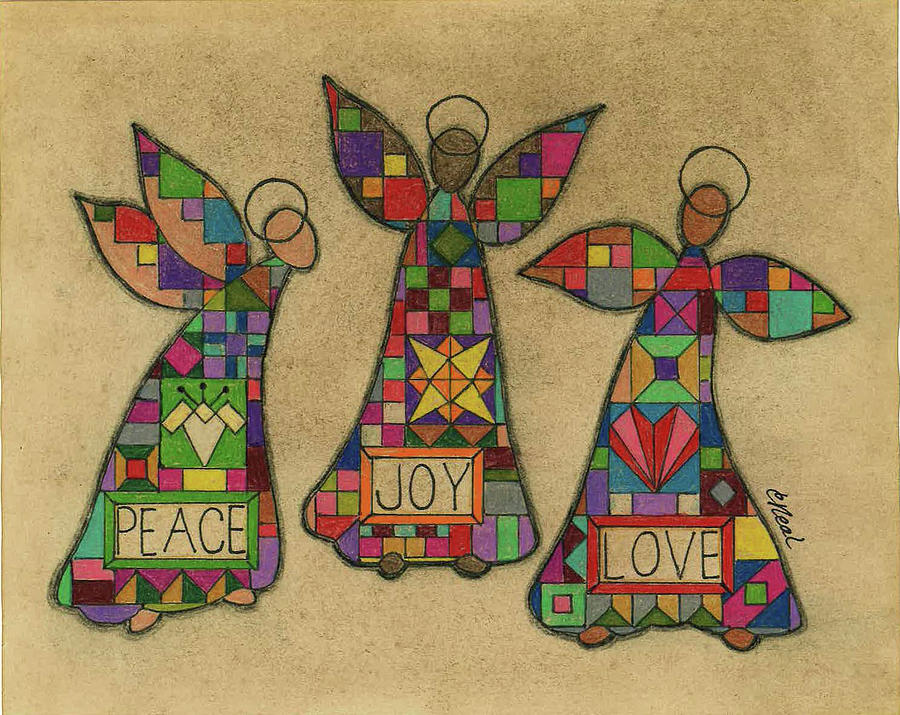 Peace,Joy,Love Drawing by Carol Neal