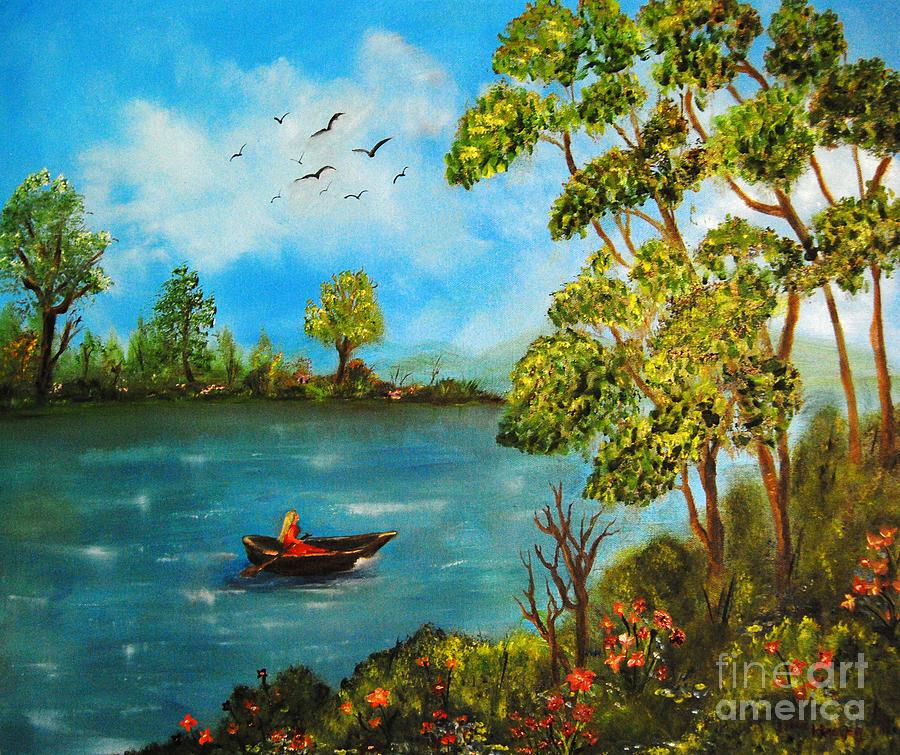 Peacful Boating Painting by Tina Haeger