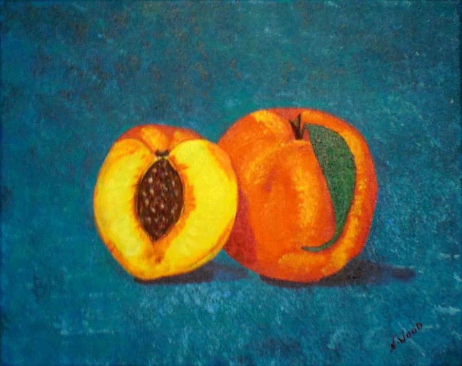 Peach and a Half Painting by Nancy Sisco