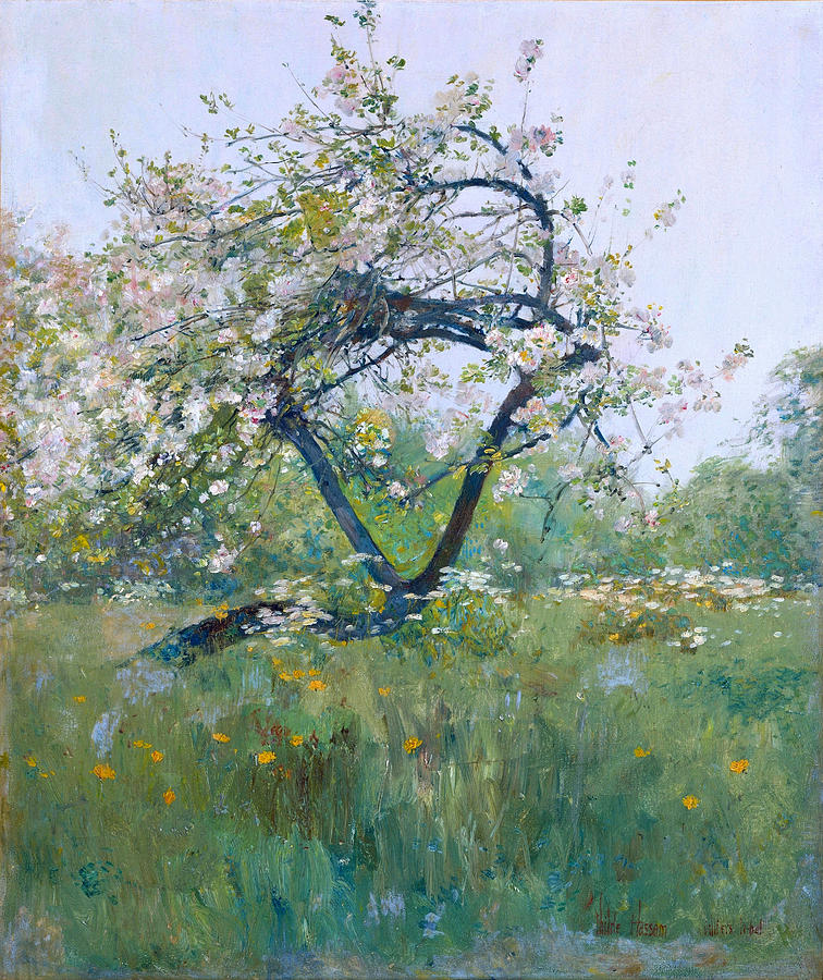 Peach Blossoms-Villiers-le-Bel Painting by Childe Hassam