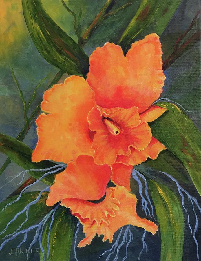Peach  Blush Orchid Painting by Jane Ricker