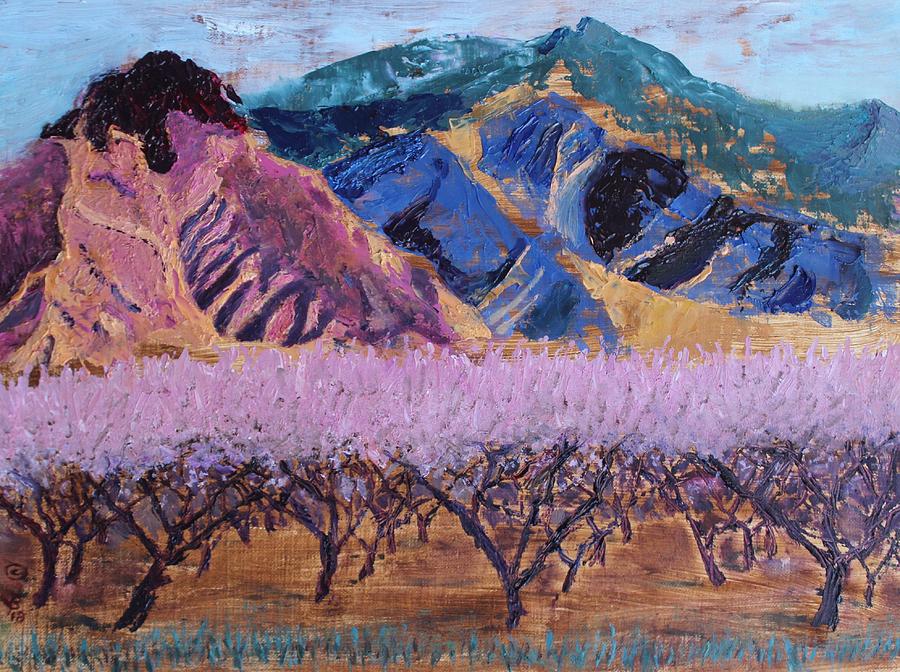 Peach Orchard Canigou Painting by Vera Smith