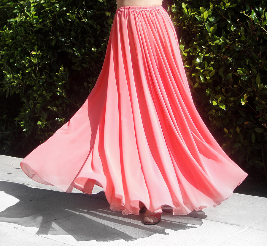 Peach pink chiffon skirt. Ameynra 