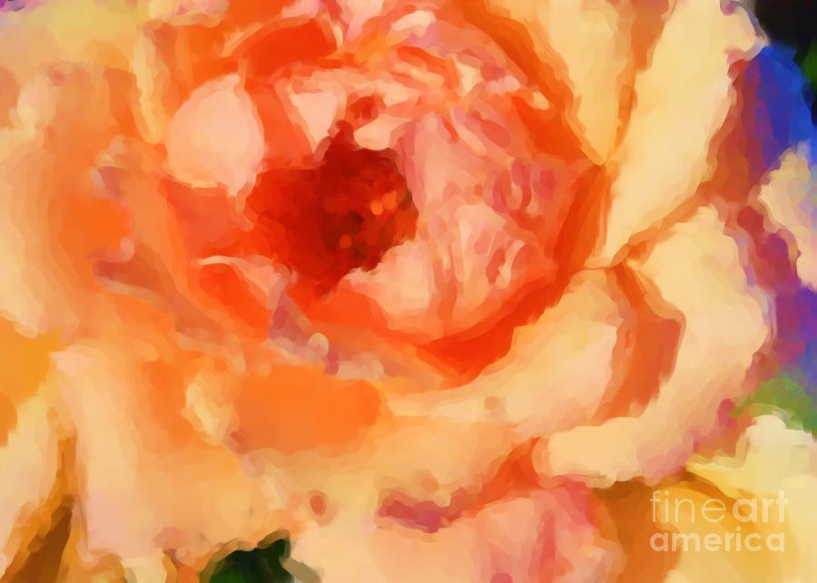 Peach Rose - Digital Painting Photograph by Carol Groenen