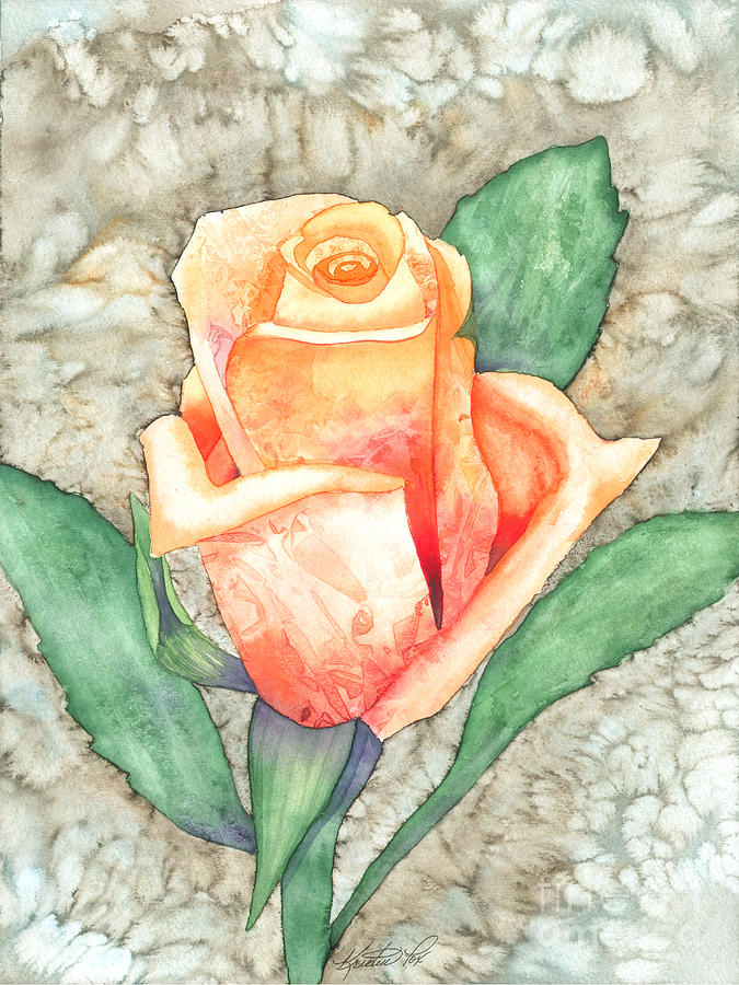 Peach Rose Painting by Kristen Fox