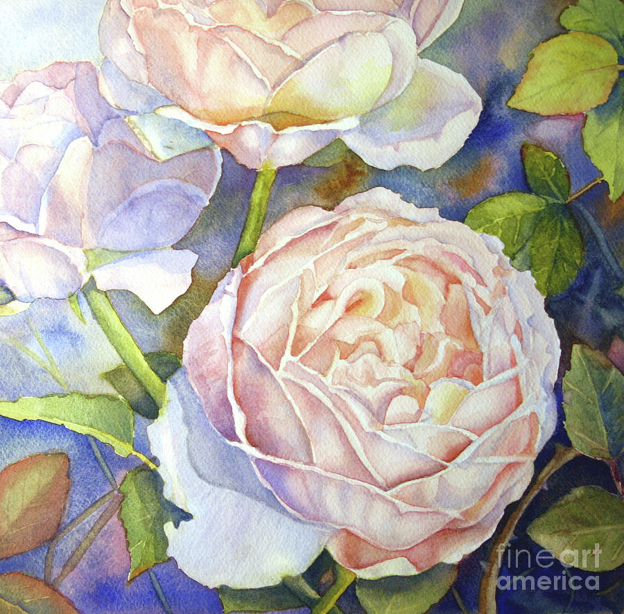 Peach Roses Painting by Bonnie Rinier