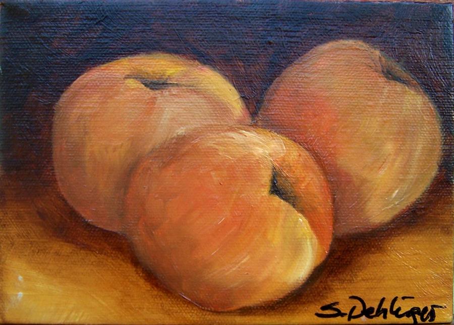 Peach Trio Painting by Susan Dehlinger