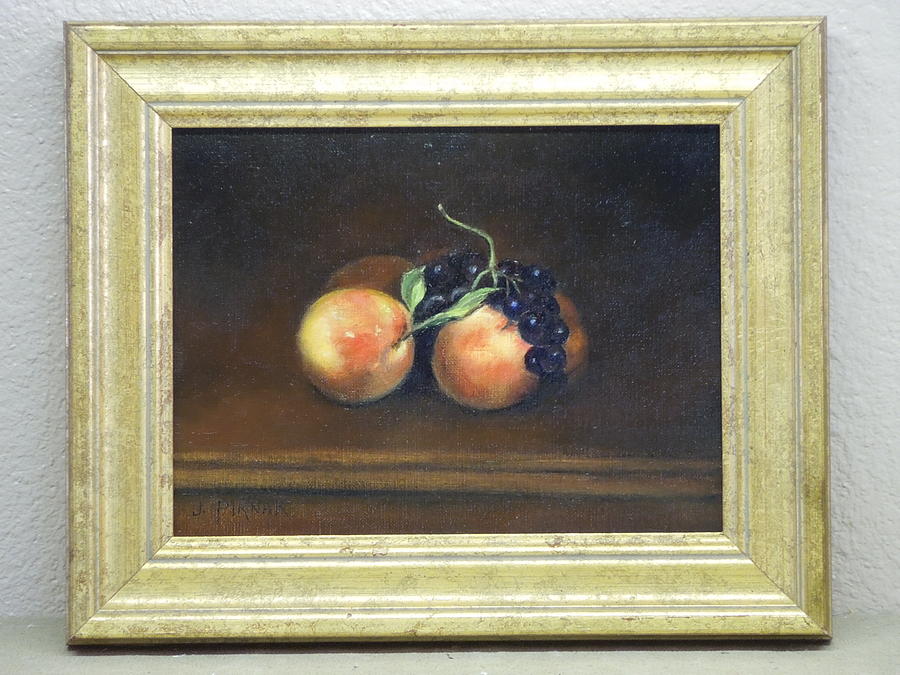 Peaches and Grapes Painting by John Pirnak
