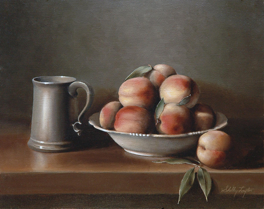 Still Life Painting - Peaches and Pewter by Shelley  Thayer Layton