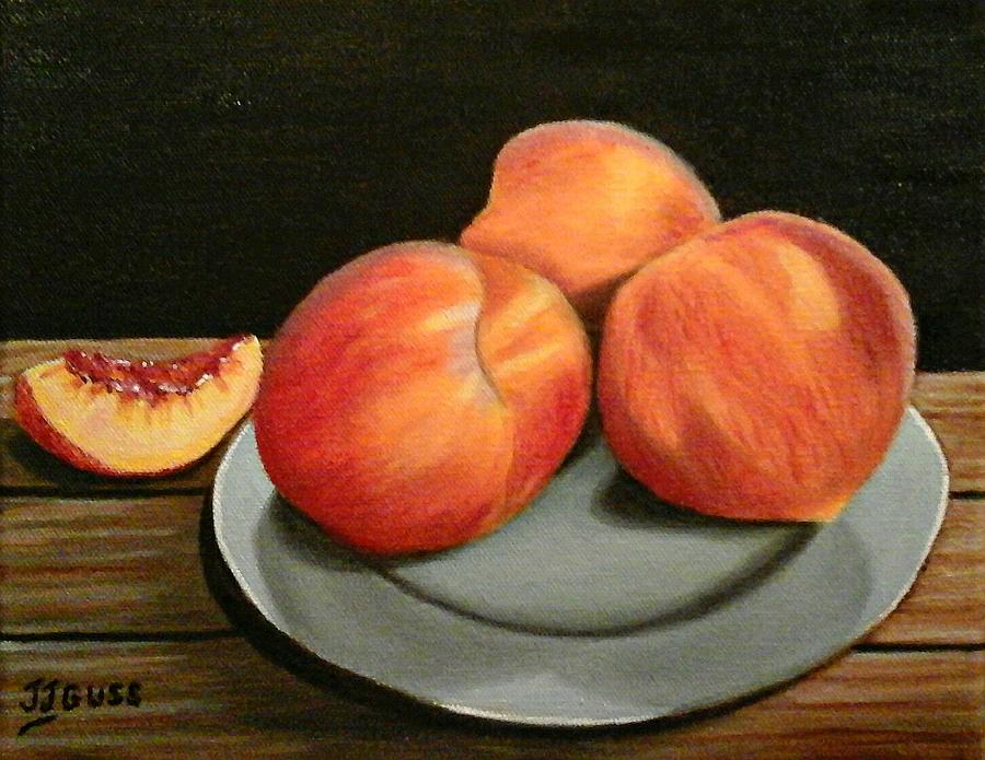 Peach Painting - Peaches by Janet Guss