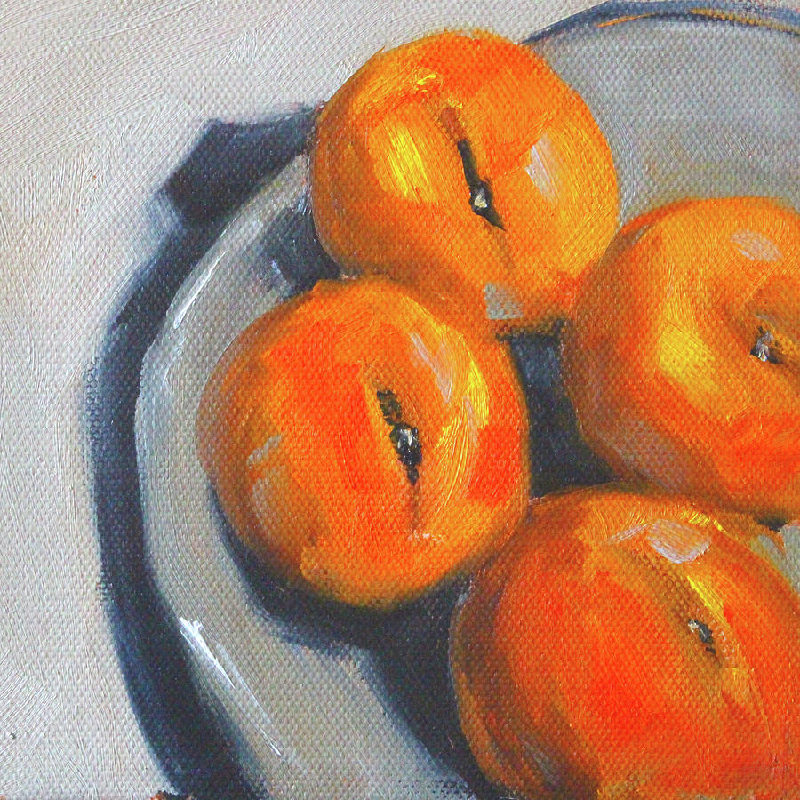 Peach Painting - Peaches Still Life by Nancy Merkle