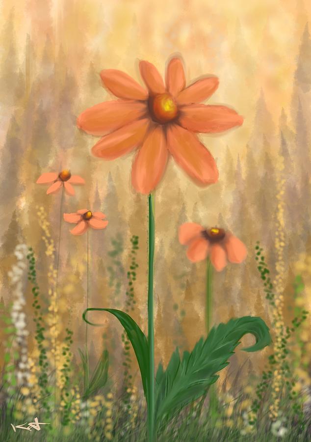 Peachy flowers Digital Art by Kathleen Hromada